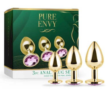 Gold Steel Anal Plug Set