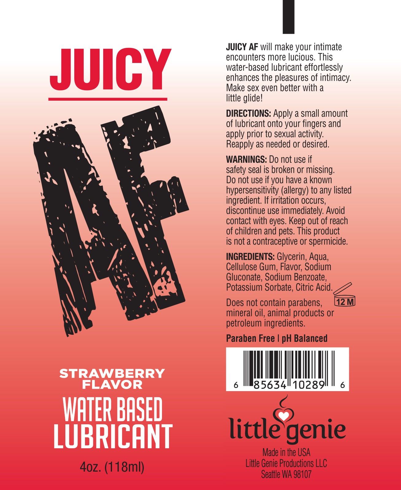Juicy AF Lube Strawberry 4 Oz