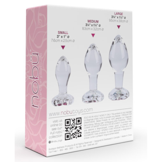 Glass Gems 3 Piece Rose Heart Set - Pink