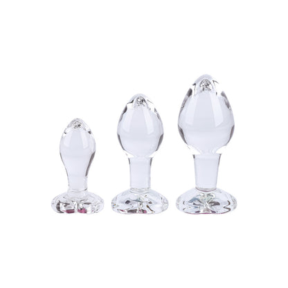 Glass Gems 3 Piece Rose Heart Set - Pink