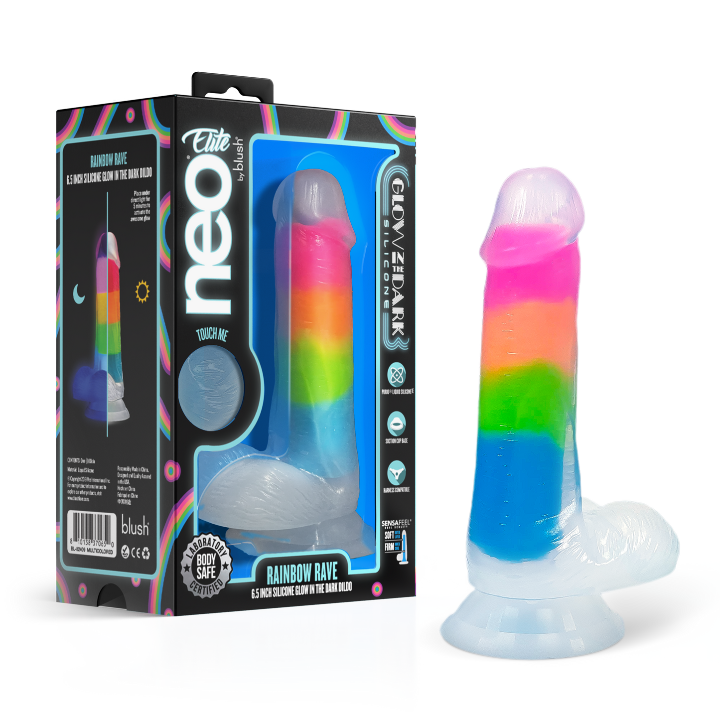 Rainbow Rave - 6.5" Silicon Dual Density Dildo