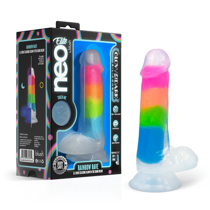 Rainbow Rave - 6.5" Silicon Dual Density Dildo