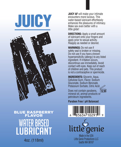 Juicy AF Lube Blue Raspberry 4 Oz