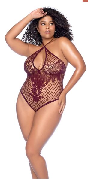 Floral Fishnet Bodysuit Cherry OS-X Style # 1115X